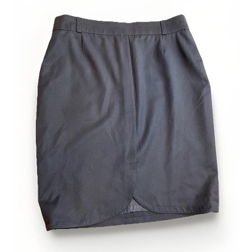 Escada Tulip Skirt Black Lightweight Wool Vintage Made In Italy Size 40 Small